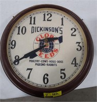 Vintage Globe Feeds clock Dickinson's poultry