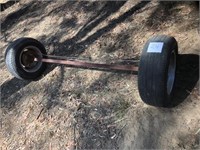 Trailer axle with Ford wheels