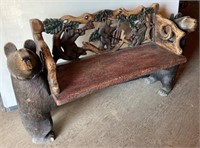 Black Forest Replica- Bear Carved Bench