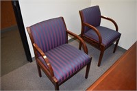 MAHOGANY FRAME UPHOLSTERED GUEST CHAIRS