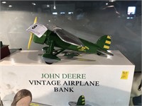 John Deere Vintage Airplane Bank NIB