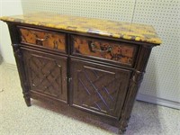Cabinet with "burnt rattan" finish