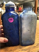 2 Old Blue Class Bottles/1 Cobalt & 1 Light
