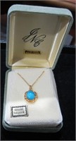 12kt Gold Filled Genuine Turquoise Pendant & Chain