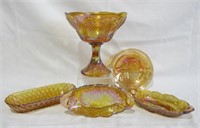 5 pcs Marigold Carnival Glass