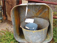 Wash Tub, Bucket, (3) Small Buckets