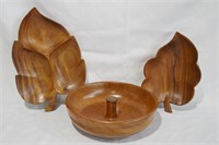 3 pcs Monkey Pod Handcrafted Wood Serving Dishes