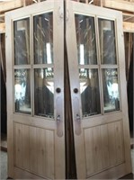 Solid Wood French Doors Half Glass-95"h, 2" Thick