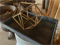 Modern Decor Coffee Table Trey & Metal Helix