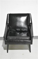 Mid Century Black Leather Side Chair