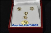 14kt Gold & Diamonds Earrings & Pendant Set