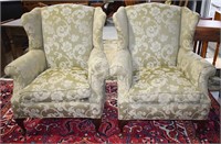 Pair Upholstered Wing Chairs