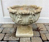 Concrete Planter, acanthus leaf bowl, square base