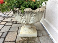 Concrete Planter, acanthus leaf bowl, square base