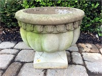 Concrete Planter, reeded bowl, 15" diameter