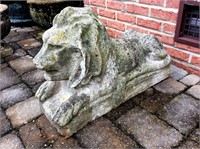 Concrete Lion, reclined, 26" long, 17" tall,