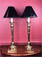 Pair of Brass Stem Lamp