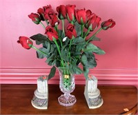 Plaster Bookends/ Spooner with Roses