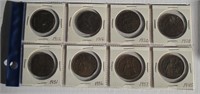 8 pcs UK One Penny Large Copper Coins