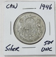 1946 CAD Silver .50c Coin Uncirc