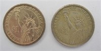 2 pcs USD $1 Presidential Coins (Golden Colour )