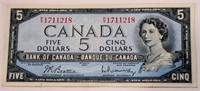 1954 CAD $5 Banknote VF Prefix P/X