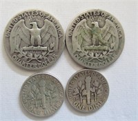 4 pcs Vintage USD SILVER Coins
