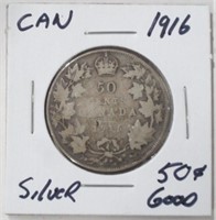 1916 CAD Silver .50c Coin