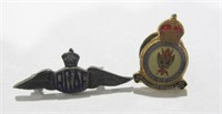 2 pcs Vintage Lapel Pins RCAF Wings & Bomber