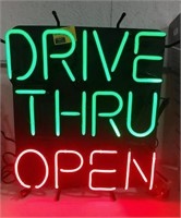 Drive thru Open neon sign