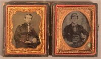 Two 1/9 plt Ambrotypes Civil War Soldiers.