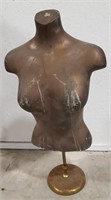 Antique Store Mannequin Bust.  Plaster on brass