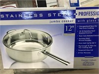 Stainless Steel 12" jumbo cooker w/ glass lid
