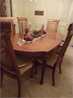 6 Ft Pecan Dining Table W/ 6 Matching Chairs