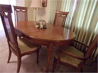 58" Pecan Table W/ 4 Matching Chairs