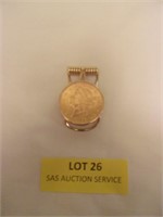 1904 $20 Gold Coin Set in 14K Gold Money Clip