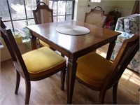 32" x 32" Pecan Table W 4 Matching Chairs