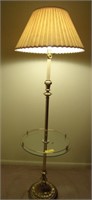 1 Bulb Brass Lamp Table W/ Glass Shelf