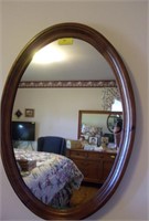 34" Oval Mirror in Pecan Frame