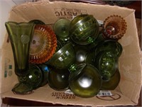 Box Lot of Green Glasses