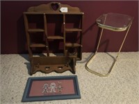 Two Country Wood Shelfs, Picture, Brass Stand