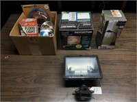Box of Assorted Electrical Items, Flood Light
