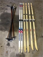 Three Sets of Cross Country Skis & Poles