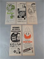Lot of 5 Vintage Ads Barbasol Aqua Velva Bactine