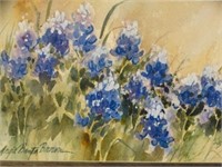 ANGIE BROWN Bluebonnet Watercolor Painting