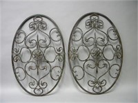 Lot of 2 Large Metal Wall Decorations