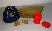 Vintage BSA Hat, Patches, Cup & Cub Scout Hat