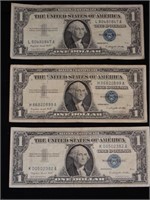Lot of 3 1957A $1 Silver Certificates   Crisp