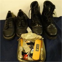 2 Pairs Of Mens Shoes & Shoeshine Kit