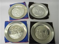 Set of 4 Hamilton Mint Pewter Commemorative Plates